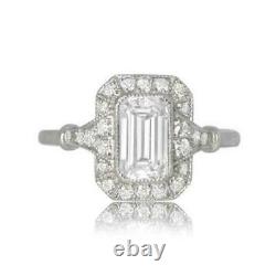 2.85Ct Diamond Vintage Retro Engagement Wedding Halo Ring 14K White Gold Over