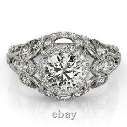 2.85Ct Vintage Art Deco Lab-Created Diamond Engagement Wedding 925 Silver Ring