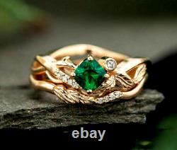 2. Ct Asscher Cut Lab Created Green Emerald Solitaire Ring 14K Yellow Gold Plated