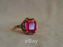 2 Ct Emerald Brilliant Cut Ruby 14K Rose Gold FN Vintage Engagement Solid Ring
