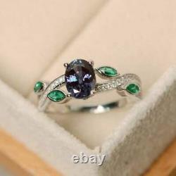 2 Ct Oval Cut Blue Alexandrite Women Wedding & Engagement Ring 14k White Gold Fn