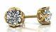 2 Ct Round-cut Diamond Vintage Solitaire Stud Earrings In 14k Yellow Gold Finish