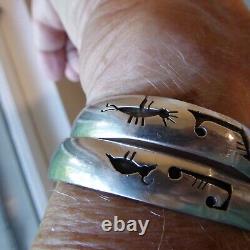 2 VTG Sterling Silver Overlay Style Stamped Cuff Bracelets Total 47.7 Gr Signed