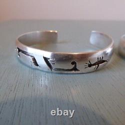 2 VTG Sterling Silver Overlay Style Stamped Cuff Bracelets Total 47.7 Gr Signed