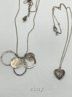 2 Vintage Silpada Sterling Silver 925 Necklaces Heart & Hammered Disc Designs