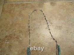 20 DYNAMITE Vintage Zuni Sterling Silver PETIT POINT Turquoise Necklace