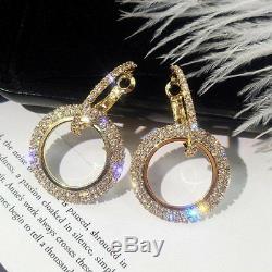 20Ct Round Cut Diamond Vintage Hoop Earrings 14K Rose Gold Finish