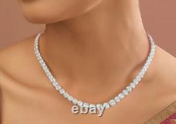 22.00Ct Round Simulated Diamond Women's Tennis Necklace 14K White Gold Plated