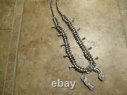 22 EXTRA FINE Vintage Navajo Sterling Silver CORAL Squash Blossom Necklace