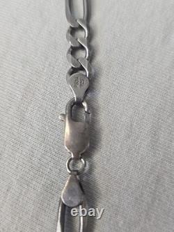 22 Mens Vintage Sterling Silver 925 Figaro Chain 8mm Wide Heavy 36g