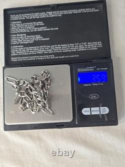 22 Mens Vintage Sterling Silver 925 Figaro Chain 8mm Wide Heavy 36g