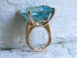 22Ct Emerald Cut Aquamarine Vintage Engagement Ring 14k Rose Gold Finish