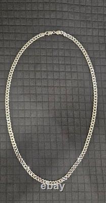 24 8mm Cuban Link Chain. 925 Sterling Silver Necklace Polished Finish