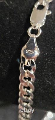 24 8mm Cuban Link Chain. 925 Sterling Silver Necklace Polished Finish