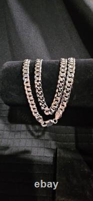24 8mm Cuban Link Chain. 925 Sterling Silver Necklace Polished Finish
