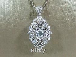 2CT Oval Cut Moissanite Women's Vintage Art Pendant Necklace 925 Sterling Silver