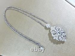 2CT Oval Cut Moissanite Women's Vintage Art Pendant Necklace 925 Sterling Silver