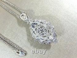 2CT Oval Cut Moissanite Women's Vintage Art Pendant Necklace 925 Sterling Silver