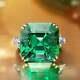 2ct Asscher Cut Green Emerald Solitaire Engagement Ring In 14k White Gold Finish