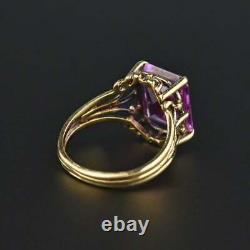 2Ct Emerald Cut Amethyst Women's Vintage Engagement Ring 14K Yellow Gold Finish