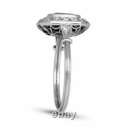 2Ct Emerald Cut Red Ruby Diamond Halo Engagement Ring Solid14K White Gold Finish