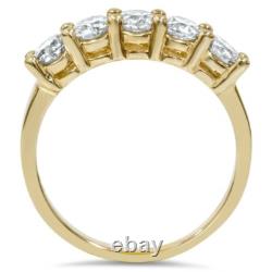 2Ct Five Stone Round Simulate Diamond WeddingAnnularly Ring 14k Yellow Gold Over