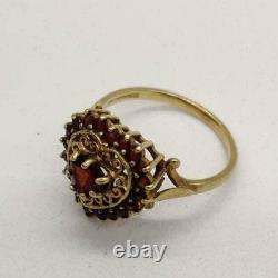 2Ct Heart Cut Red Garnet Diamond Vintage Engagement Ring 14K Yellow Gold Finish