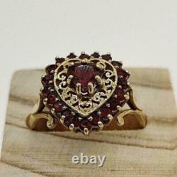 2Ct Heart Cut Red Garnet Diamond Vintage Engagement Ring 14K Yellow Gold Finish