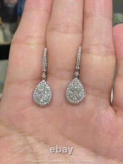 2Ct Lab Created Diamond Tear Drop Dangle Earrings 14K White Gold Plated Silver
