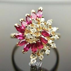 2Ct Marquise Cut Lab Created Red Ruby Swirl Vintage Ring 14K Yellow Gold Finish