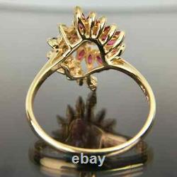 2Ct Marquise Cut Lab Created Red Ruby Swirl Vintage Ring 14K Yellow Gold Finish
