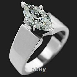 2Ct Marquise Cut Solitaire Moissanite Engagement Ring In 14K White Gold Finish