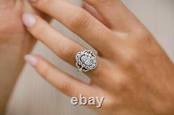 2Ct Oval Cut Moissanite Diamond Halo Engagement Ring 14k White Gold Plated