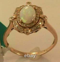 2Ct Oval Cut Opal Halo Unique Vintage Women's Engagement Ring 14K Rose Gold Over