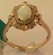2ct Oval Cut Opal Halo Unique Vintage Women's Engagement Ring 14k Rose Gold Over