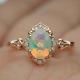 2ct Oval Lab Created Fire Opal Halo Vintage Engagement Ring 14k Rose Gold Finish