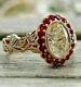 2ct Oval Simulated Diamond & Ruby Engagement Vintage Ring 14k Rose Gold Plated