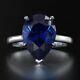2ct Pear Cut Lab Created Sapphire Solitaire Women's Ring 14k White Gold Plated