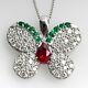 2ct Pear Cut Multicolor Butterfly Pendant In 14k White Gold Finish 18 Free Chain