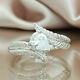 2ct Pear Simulated Diamond Feather Fabulous Engagement Ring 14k White Gold Plate