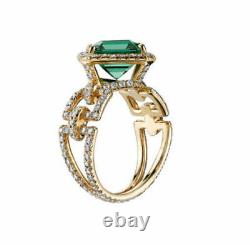 2Ct Princess Cut Lab Created Green Emerald Engagement Ring14k Yellow Gold Plated
