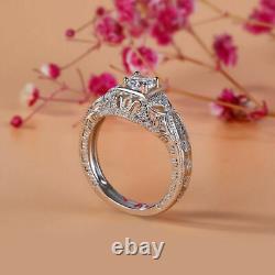 2Ct Round Cut Moissanite Vintage Solitaire Engagement Ring 14K White Gold Finish