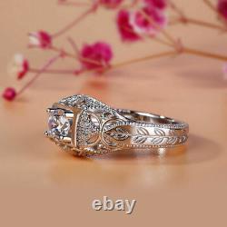 2Ct Round Cut Moissanite Vintage Solitaire Engagement Ring 14K White Gold Finish