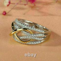 2Ct Round Cut Moissanite Women's Engagement Band Ring in 14K Yellow Gold Plated