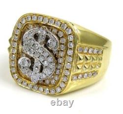 2Ct Round Cut Real Moissanite Men's Cluster Wedding Ring 18K Yellow Gold Plated