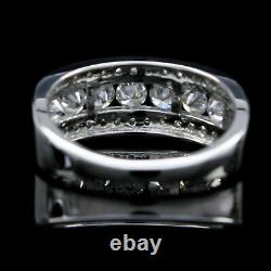 2Ct Round Cut Simulated Diamond Three-Row 925 Sterling Silver Wedding Band Ring