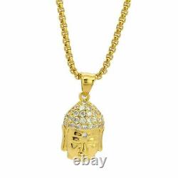 2Ct Round Cut VVS1 Diamond Buddha Pendant 14k Yellow Gold Over 18'' Free Chain