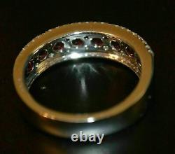 2Ct Round Lab Created Red Ruby Half Eternity Wedding Ring 14k White Gold Plated