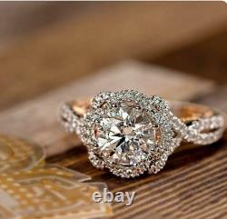 2Ct Round Moissanite Vintage Solitaire Wedding Two Tone Ring 925 Sterling Silver