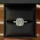 2ct Cushion Cut Simulate Diamond Halostylish Engagement Ring 14k White Gold Over
